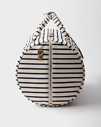 Striped canvas duffle bag
