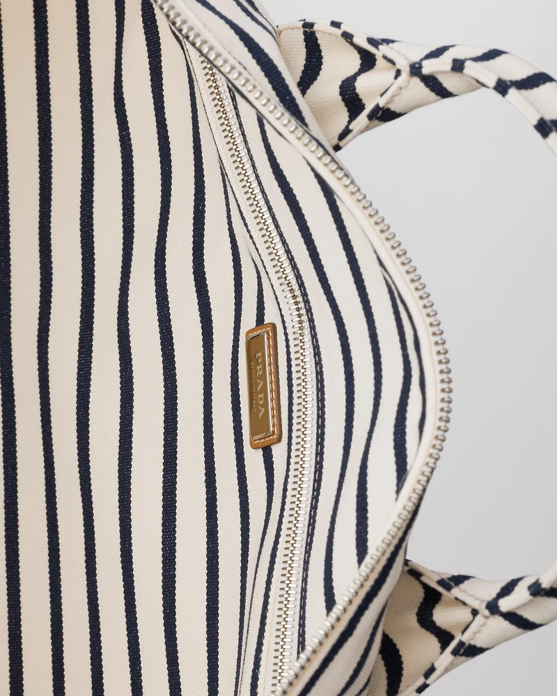 Striped canvas duffle bag