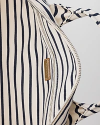 Striped canvas duffle bag