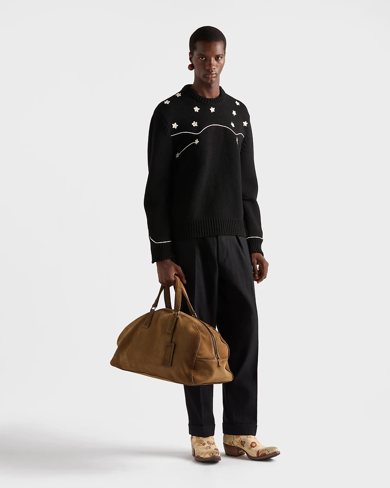 Suede duffle bag