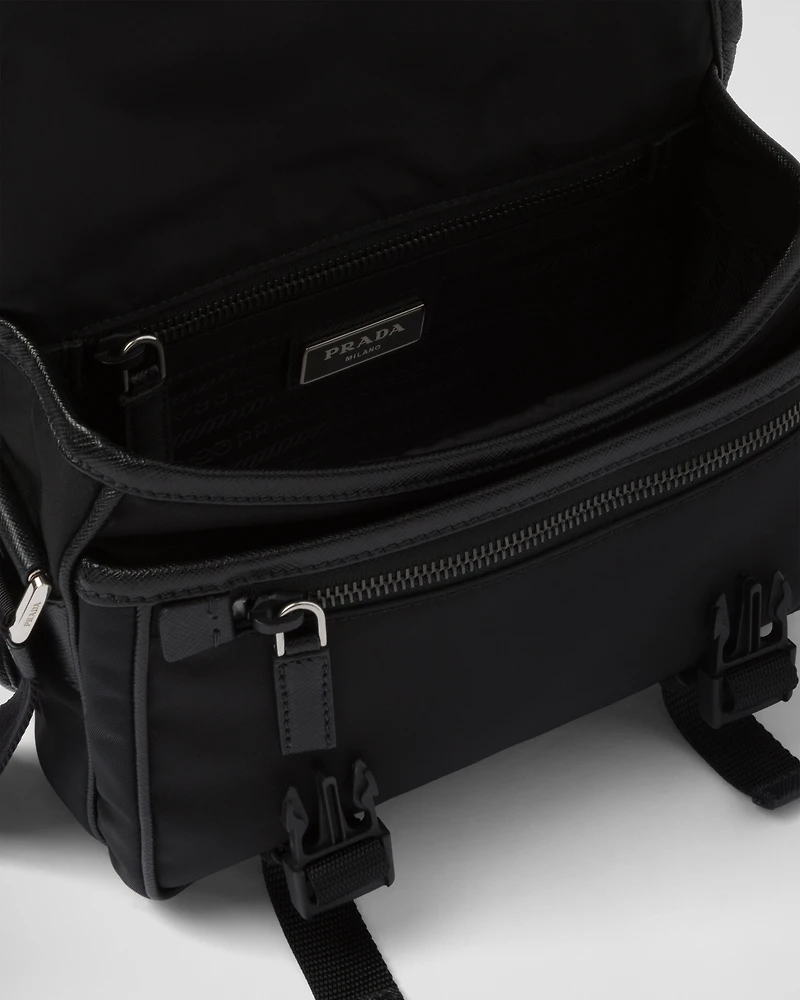 Re-Nylon and Saffiano leather shoulder bag