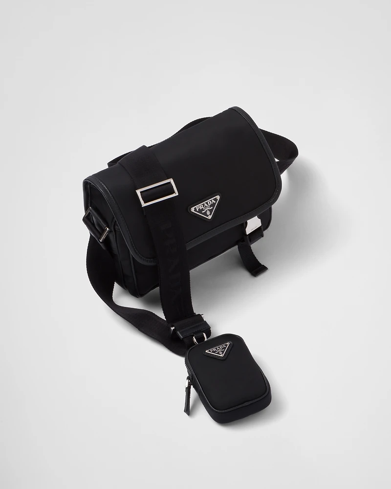 Re-Nylon and Saffiano leather shoulder bag