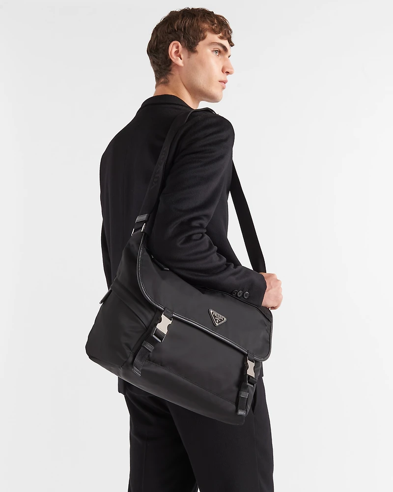 Re-Nylon and Saffiano leather shoulder bag
