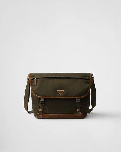 Large Re-Nylon and suede shoulder bag