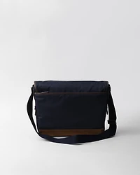 Re-Nylon and leather shoulder bag