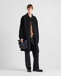 Re-Nylon and leather shoulder bag