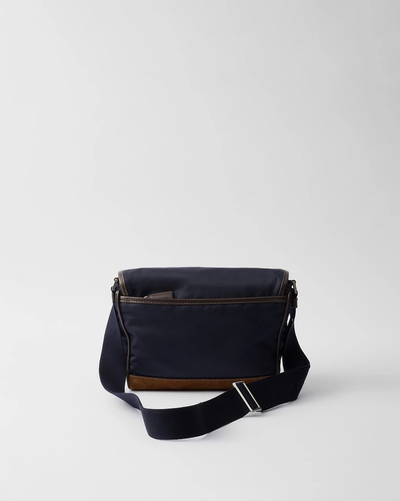 Re-Nylon and leather shoulder bag