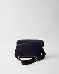 Re-Nylon and leather shoulder bag