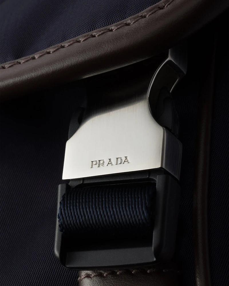 Re-Nylon and leather shoulder bag