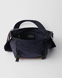 Re-Nylon and leather shoulder bag