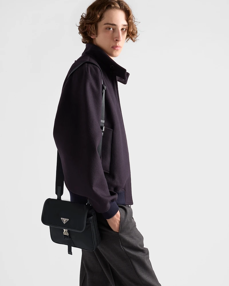 Re-Nylon and Saffiano leather shoulder bag