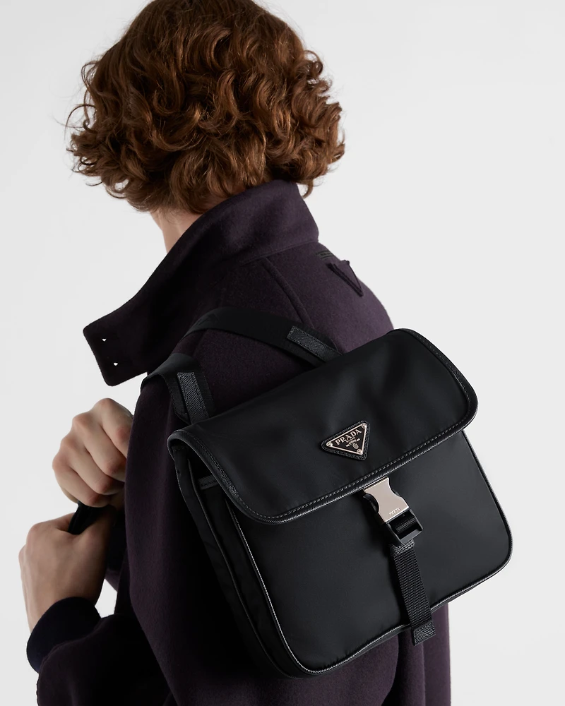 Re-Nylon and Saffiano leather shoulder bag