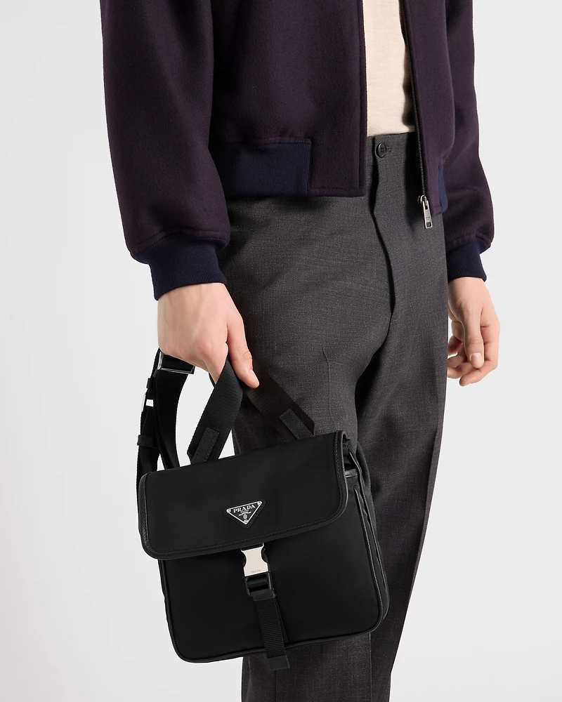 Re-Nylon and Saffiano leather shoulder bag