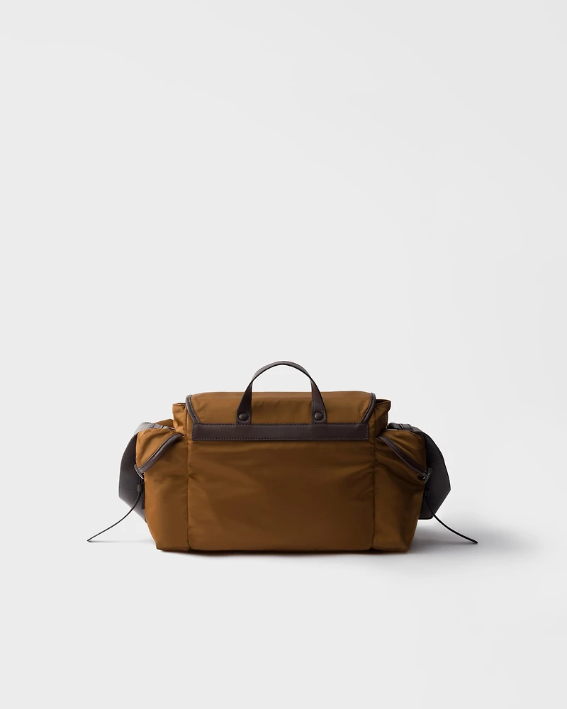 Re-Nylon and leather shoulder bag