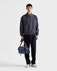 Re-Nylon and leather shoulder bag