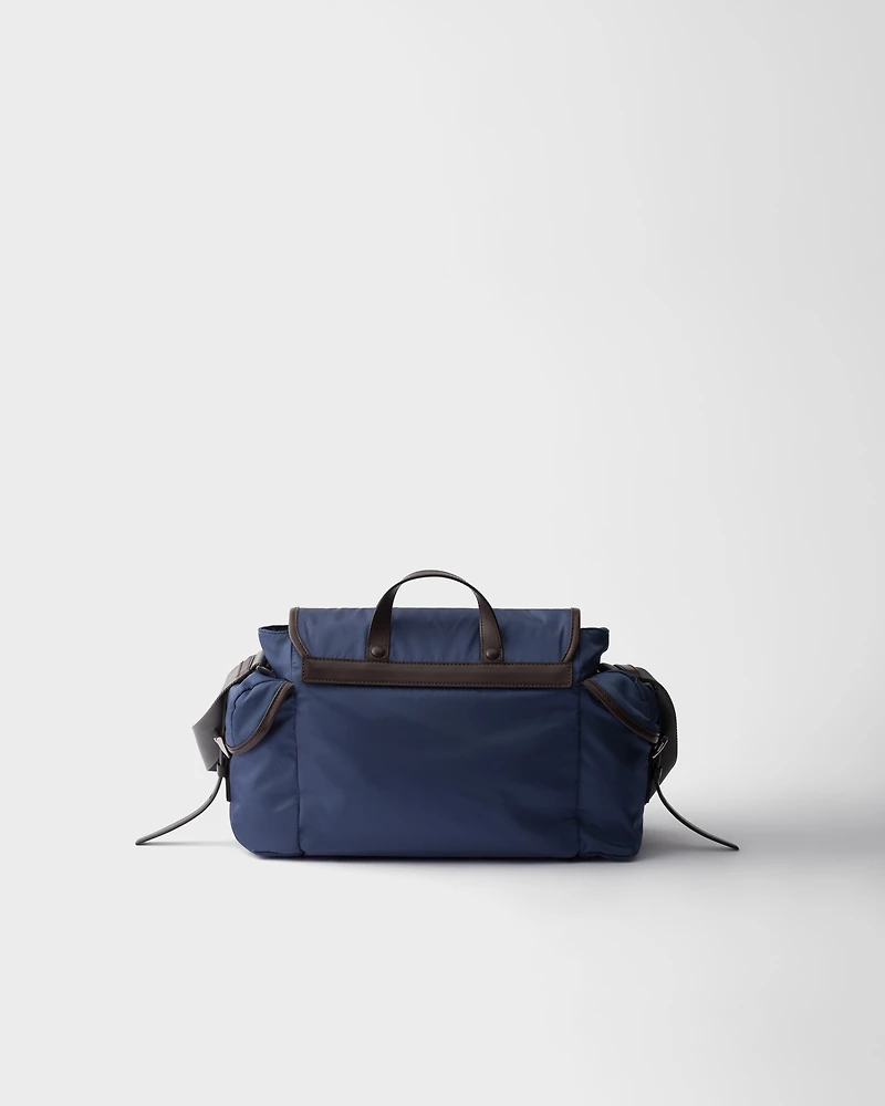 Re-Nylon and leather shoulder bag