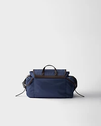 Re-Nylon and leather shoulder bag