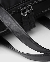 Re-Nylon and Saffiano leather briefcase