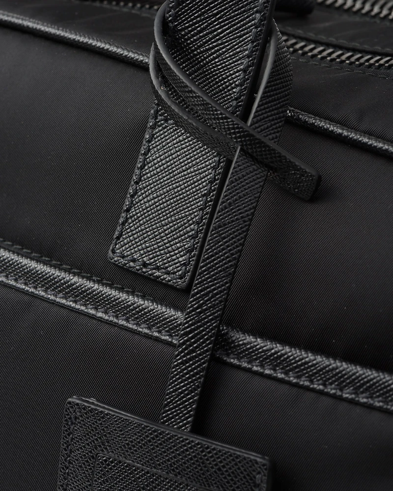 Re-Nylon and Saffiano leather briefcase