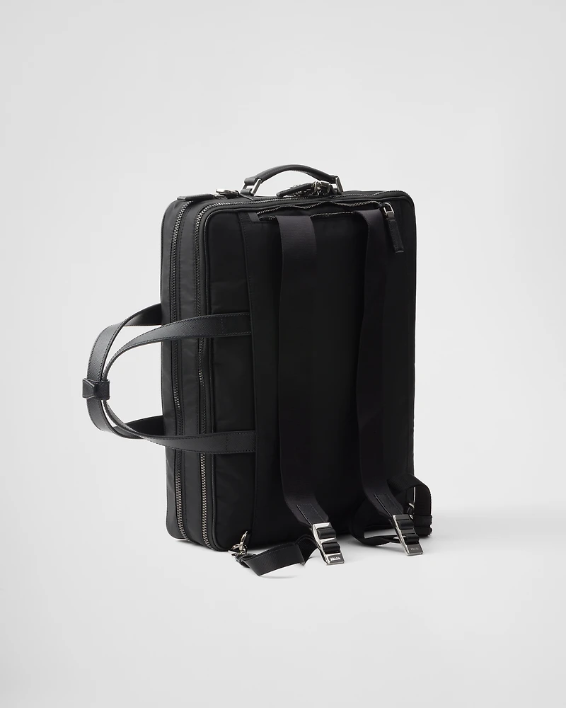 Re-Nylon and Saffiano leather briefcase