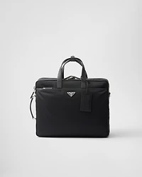 Re-Nylon and Saffiano leather briefcase