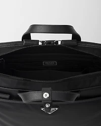 Re-Nylon and Saffiano leather briefcase