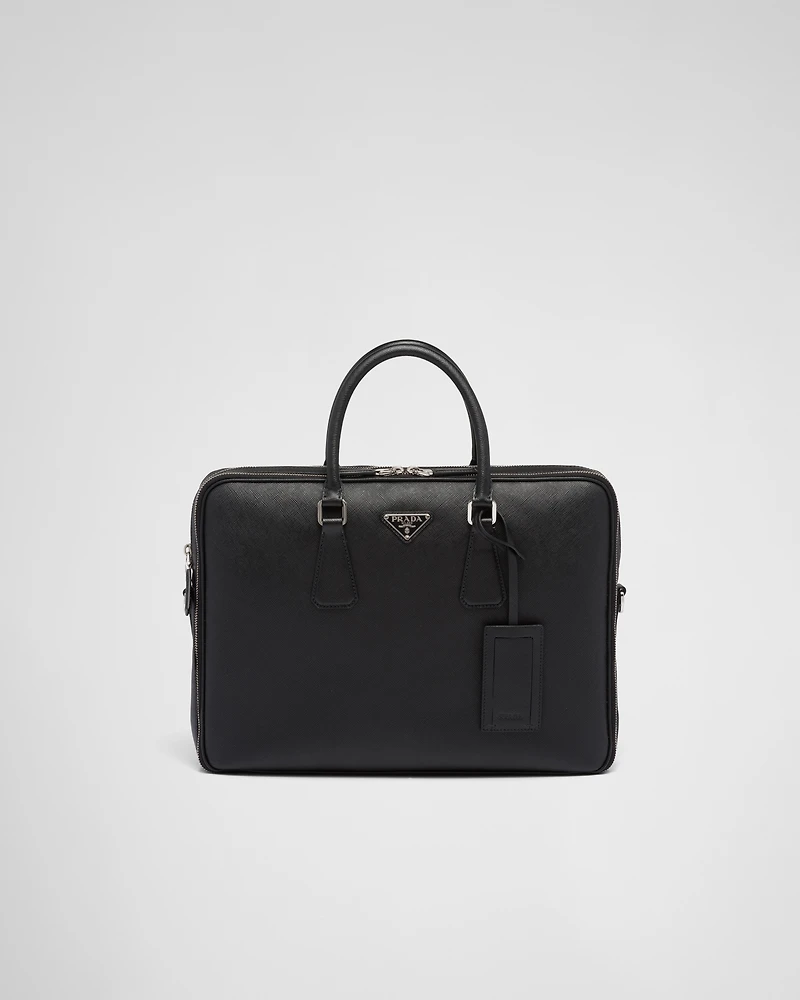 Saffiano leather briefcase