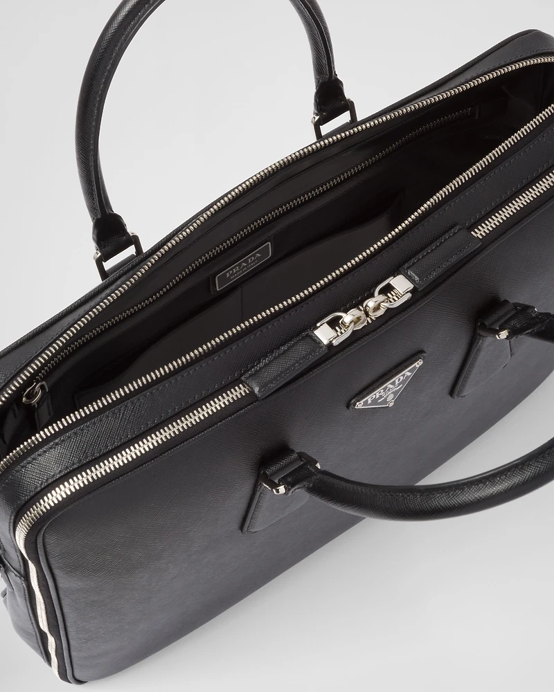 Saffiano leather briefcase