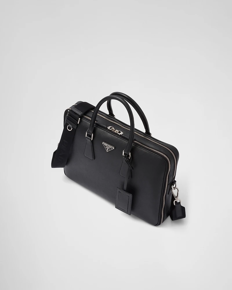 Saffiano leather briefcase