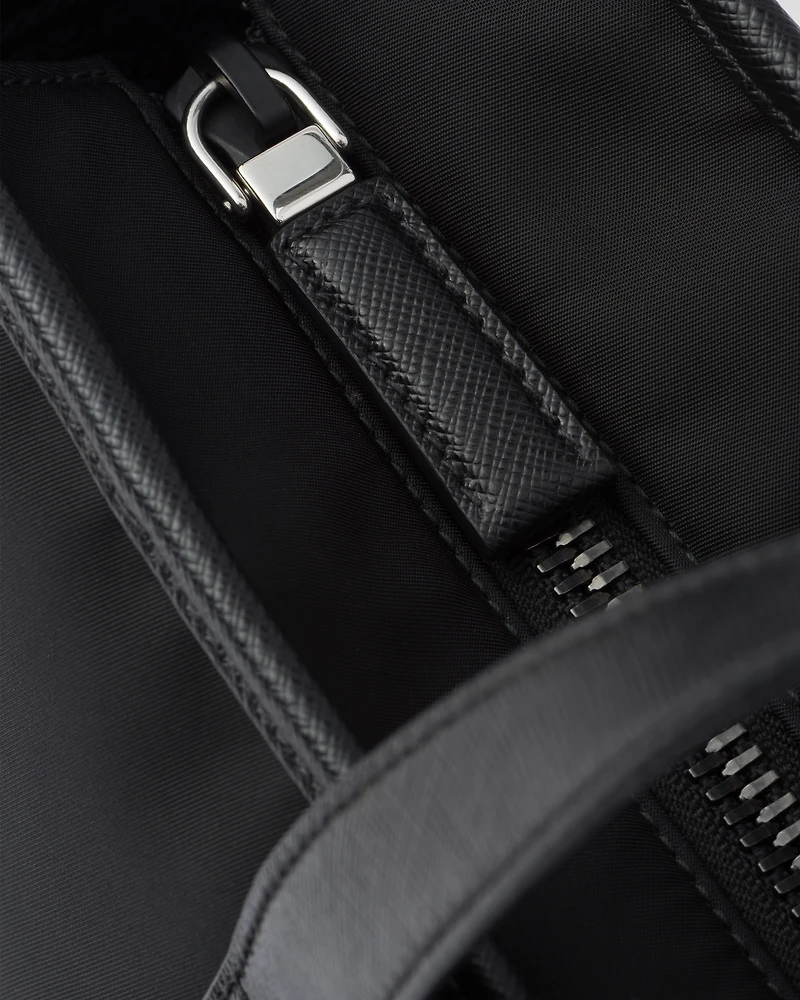 Re-Nylon and Saffiano leather tote bag