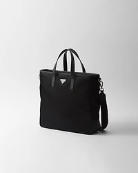 Re-Nylon and Saffiano leather tote bag