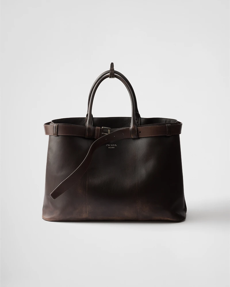 Prada Buckle nappa leather bag with belt