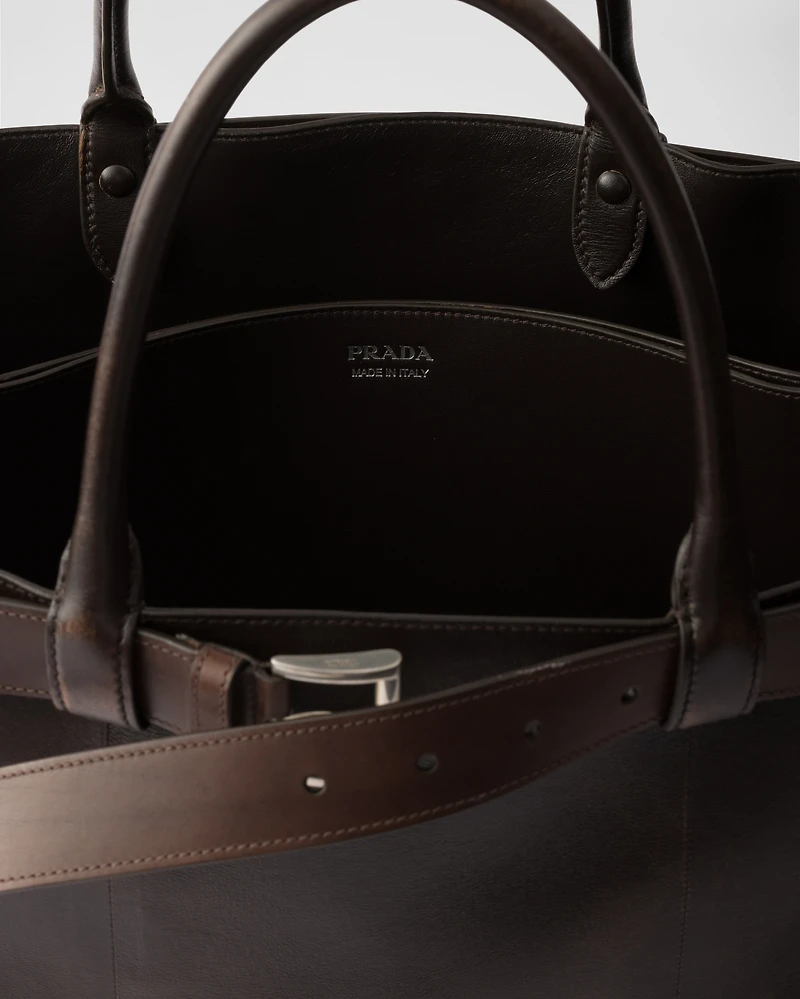 Prada Buckle nappa leather bag with belt