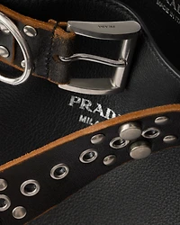 Prada Buckle leather bag with studded belt