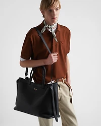 Prada Buckle leather handbag with double belt