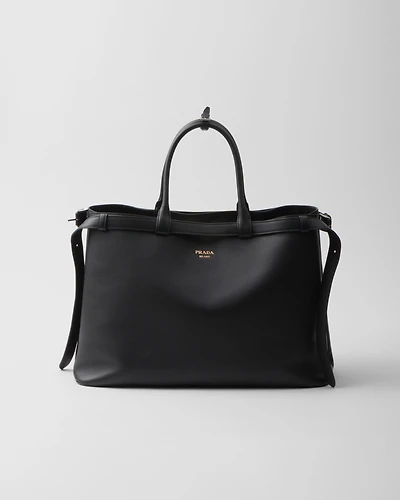 Prada Buckle leather handbag with double belt