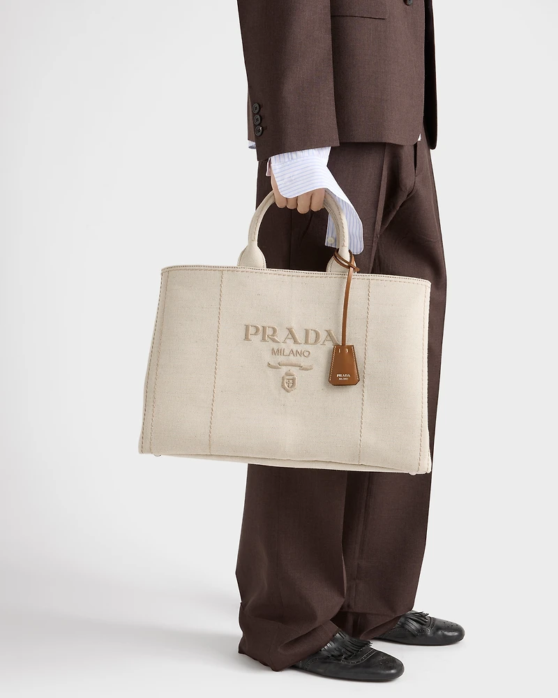 Prada Jardinière extra-large linen blend tote bag