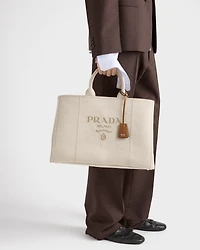 Prada Jardinière extra-large linen blend tote bag