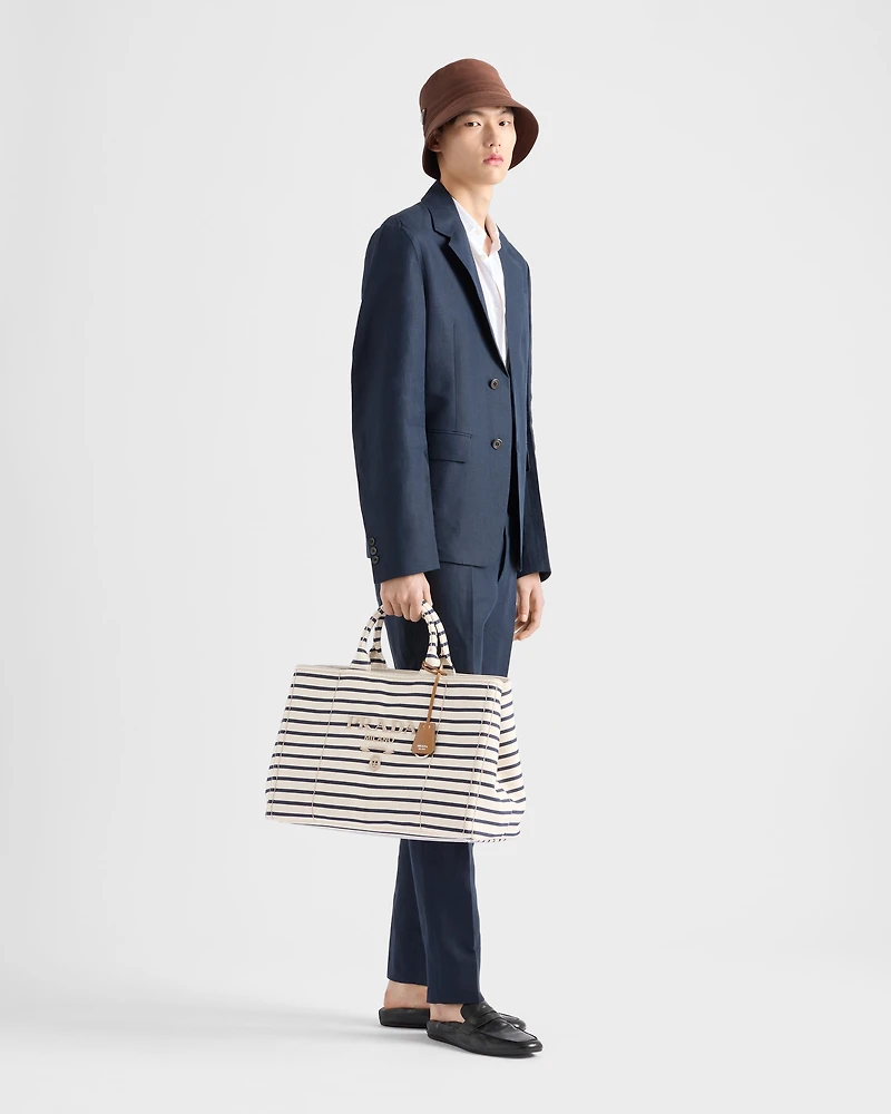 Striped canvas tote bag