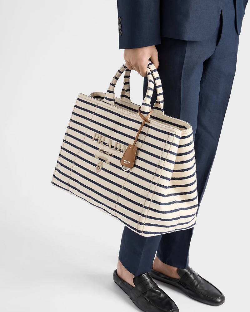 Striped canvas tote bag