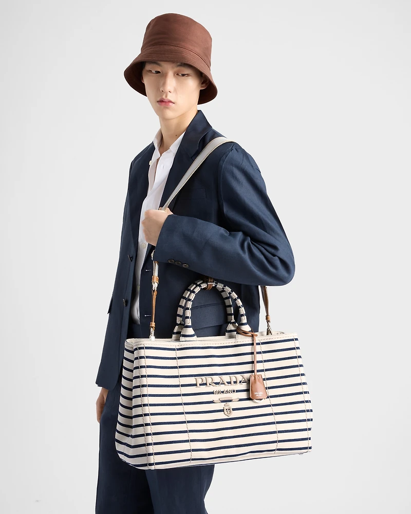 Striped canvas tote bag