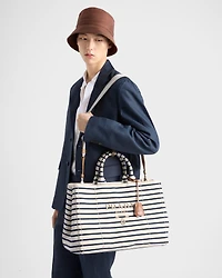 Striped canvas tote bag