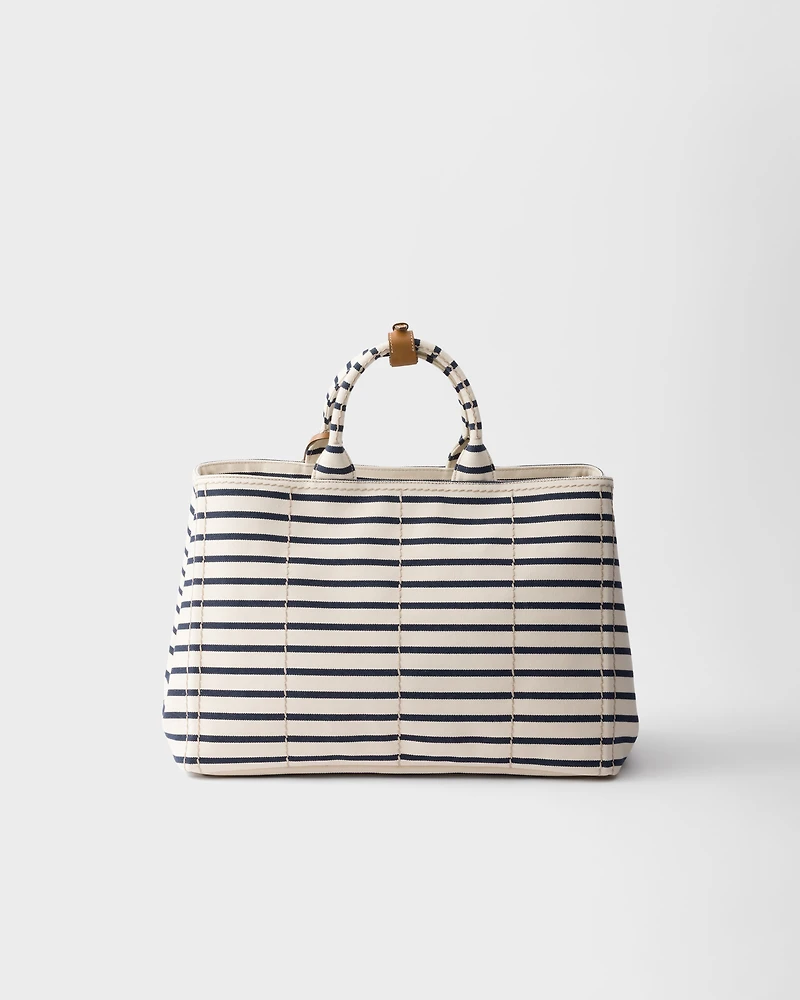 Striped canvas tote bag