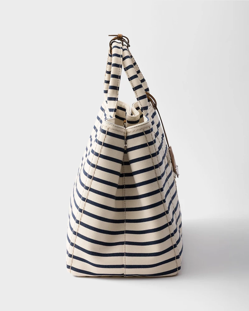 Striped canvas tote bag
