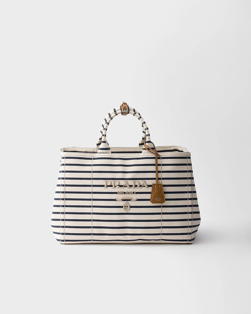 Striped canvas tote bag