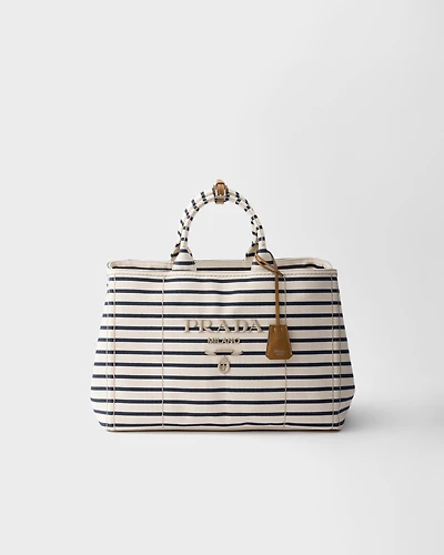 Striped canvas tote bag