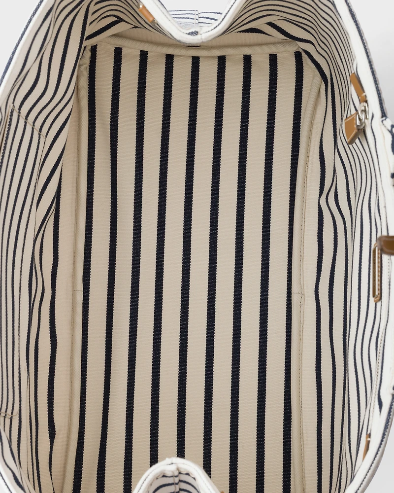 Striped canvas tote bag