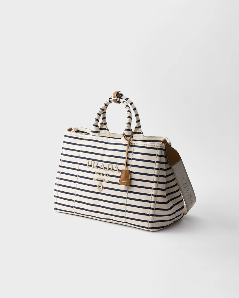 Striped canvas tote bag