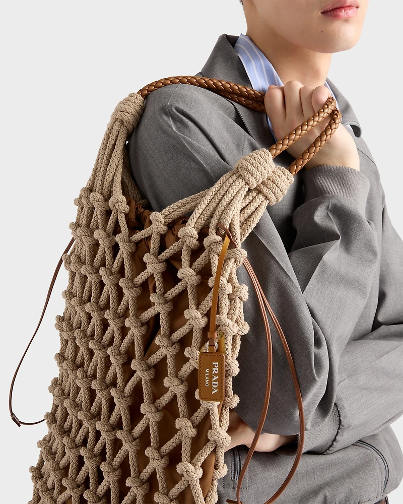 Cotton cord macramé tote bag