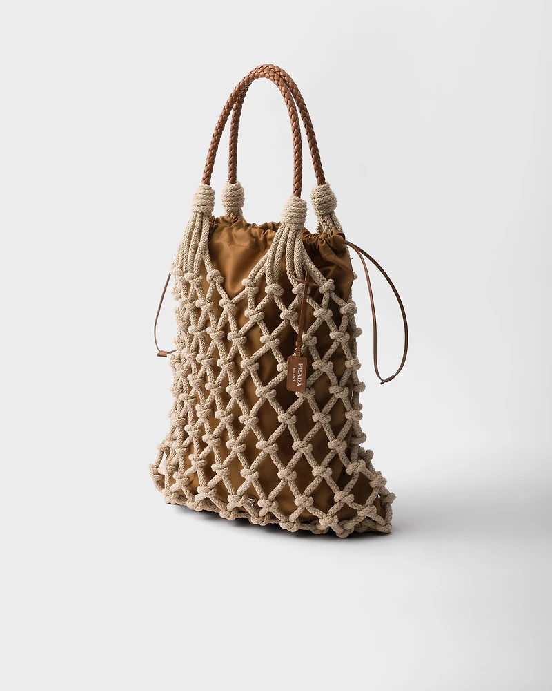 Cotton cord macramé tote bag